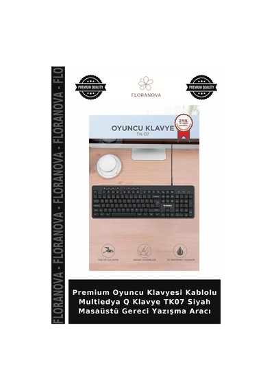 Premium Oyuncu Klavyesi Kablolu Multiedya Q Klavye Tk07 Siyah Masaüstü Gereci Yazışma Aracı