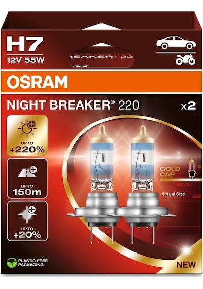 Osram H7 Night Breaker 220 12v %220 Fazla Işık 1 Takım-2 Ad.