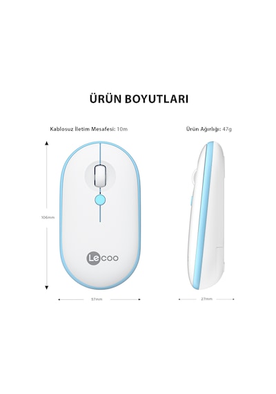 Lecoo WS212 Kablosuz 1600DPI 4 Tuşlu Optik Mouse