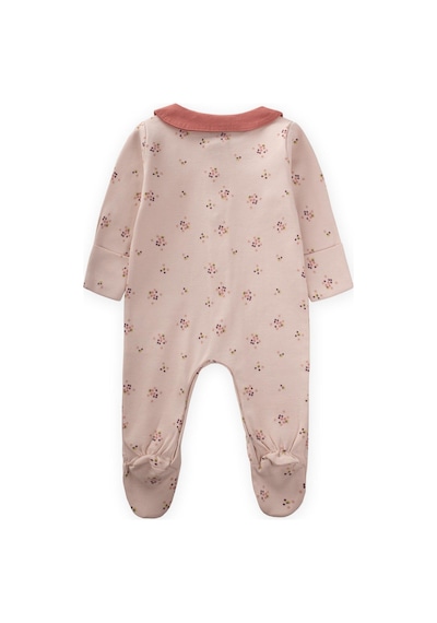 Cigit Çıtır Çiçek Desenli Bebe Yaka Tulum 0-9 Ay Pudra Pembe Pudra
