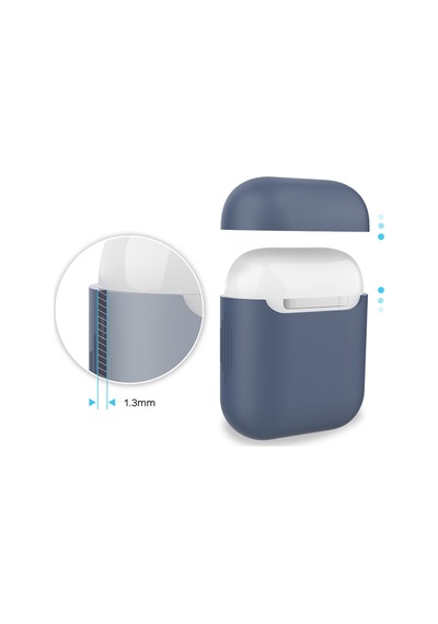 Apple Uyumlu AirPods Kılıf Silikon Tpu Malzeme 1 2 Nesil Pt02 f Bebe Mavi