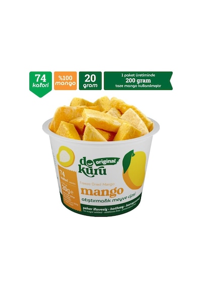 Dokuru Mango Kuru Meyve Cipsi - Dondurularak Kurutulmuş Freeze Dried Çıtır Mango 15 G