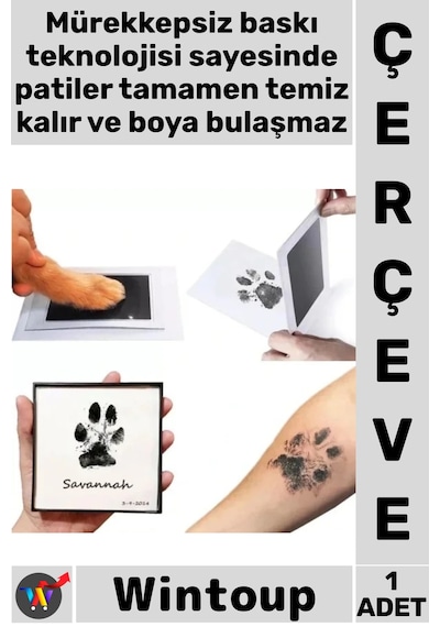 Çerçeve Mürekkepsiz Baskı Kiti Pet Anı Hediyesi Güvenli Kedi Köpek Pati İzi Fotoğraf Çerçevesi Seti