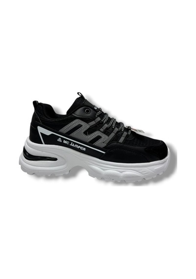Marco Jamper 2286-26 Anorak Deri Anatomik Kadın Sneaker Siyah Beyaz Siyah