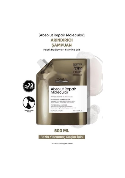 L'Oréal Professionnel Serie Expert Absolut Repair Molecular Yıpranmış Saçlar Arındırıcı Şampuan 500ml Tüm Saçlar