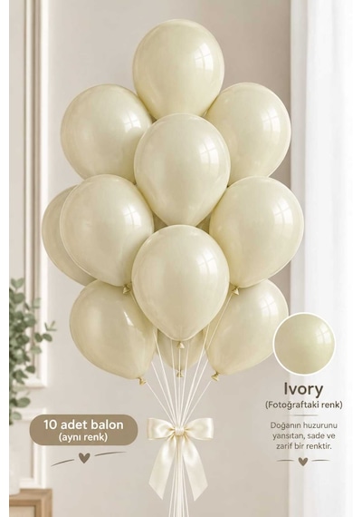 Latex Balon Seti 10'lu- Ivory/fildişi Çok Renkli
