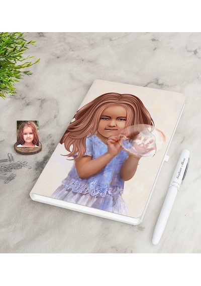 Kişiye Özel Kız Çocuk Illüstrasyon Tasarımlı Beyaz Defter Ve Kale (453315485)