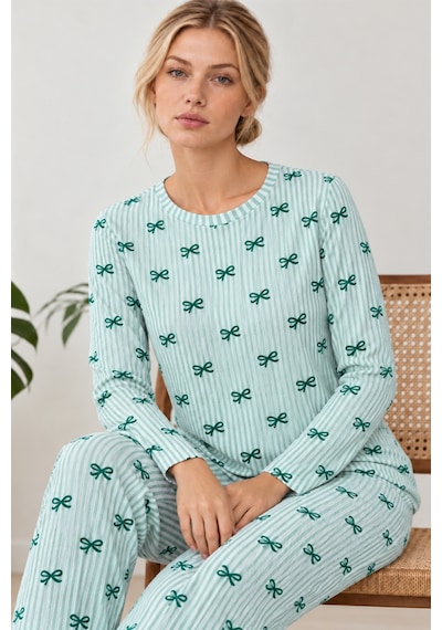 Kadın Comfort Esnek Yeşil Pijama Takımı 4801