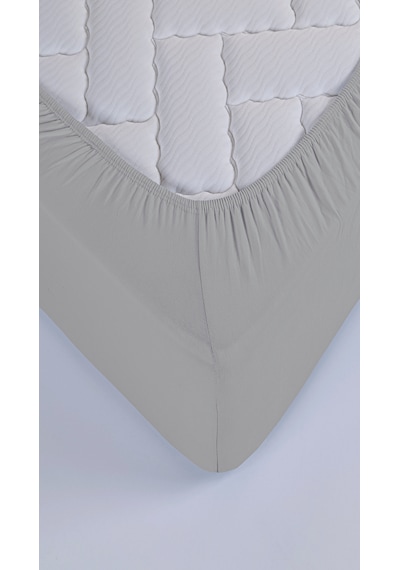 Penye Lastikli Çarşaf, 100 200 Tek Kişilik %100 Pamuk Örme Kumaş, 145 Gr/m² Gri