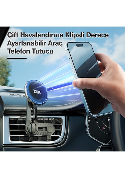 Bix Bxch6 Çift Havalandırma Klipsli 360 Araç İçi Telefon Tutucu