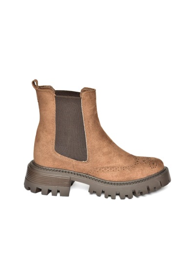 Fox Shoes R312152902 Taba Süet Kalın Tabanlı Kadın Bot Taba