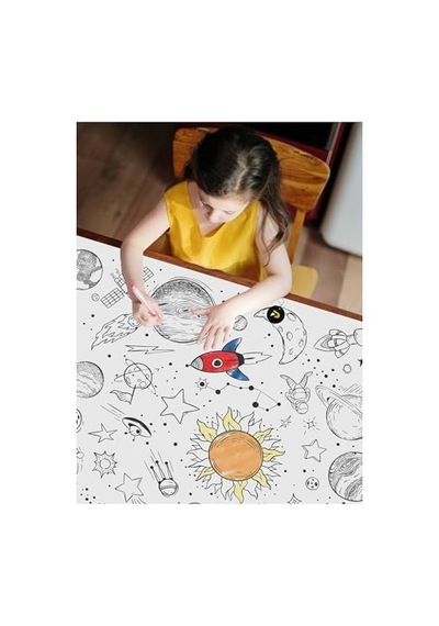 Pster21320 Galaksi, Uzay, Gezegenler Eğitici Dev Boyama Kağıdı, Çocuklar Için Aktivite Boyama Rulosu 90x130cm