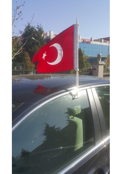 10 Adet Araç Oto Araba Camı Konvoy Bayrak Direği - 30X45 Cm -