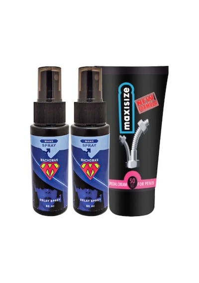 Süper Bonie 2 Tane Machoman 60 Ml Erkek Zaman Spreyi + Maxi Size Erkek Özel Yeri Krem
