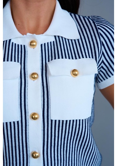 Moderie Butik Cepli Etek Takım - Kemik-lacivert Lacivert