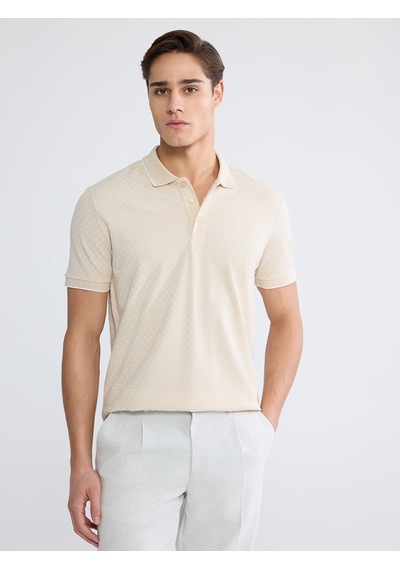 Lcwaıkıkı Classic Bej Polo Yaka Desenli Pike Erkek Tişört