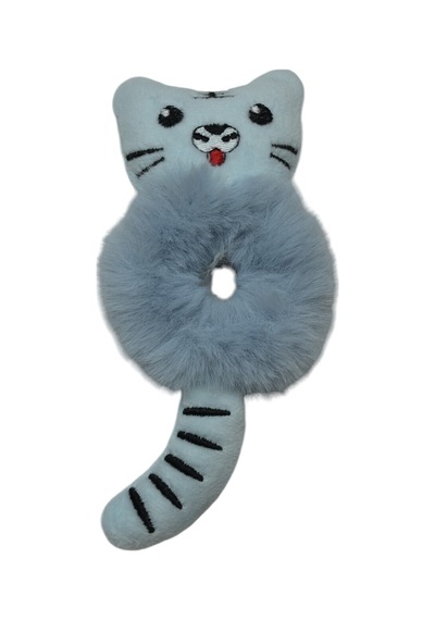 Lastikli Peluş Kedi Toka Turkuaz