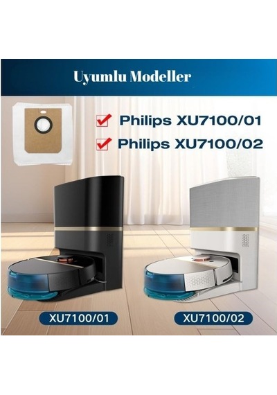 Philips Uyumlu Homerun 7000 Serisi Aqua Xu7100 / Xv1472/00 Robot Süpürge Toz Torbası - 3 Adet