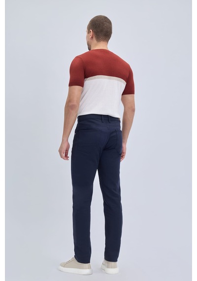 Hatemoğlu Lacivert Slim Fit 5 Cep Pamuklu Kanvas Pantolon