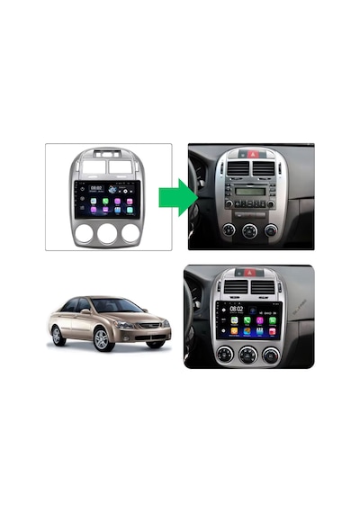 Kia Cerato Araç Multimedya Android Ekran Carplay Double Teyp 4+64 9" 04-06 Silver Cadence Old