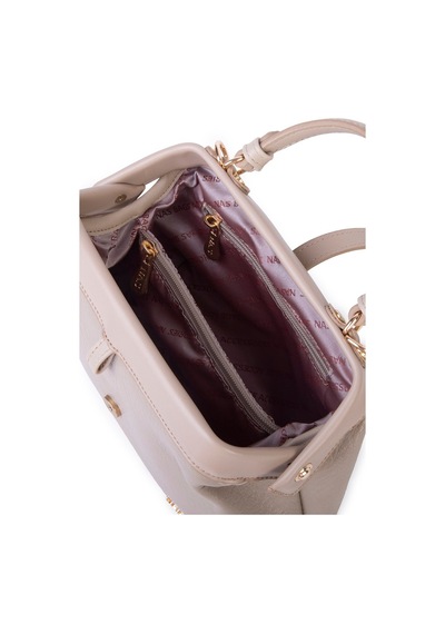 Nas Bag Hakiki Deri Görünümlü Vintage Doktor Çantası Küçük Boy El Ve Omuz Çantası Kum
