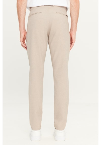 AC&Co / Altınyıldız Classics Erkek Bej Slim Fit Dar Kesim Beli Bağlamalı Çizgili Yan Cepli Casual Jogger Pantolon Bej