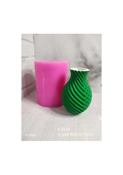 Yy2994 Çift Taraflı Çizgili Ve Kare Vazo 14cm Silikon Kalıp