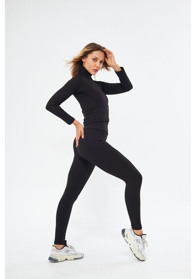 Lesa Wear Fitilli Soft Touch Balıkçı Yaka Bluz Siyah Siyah
