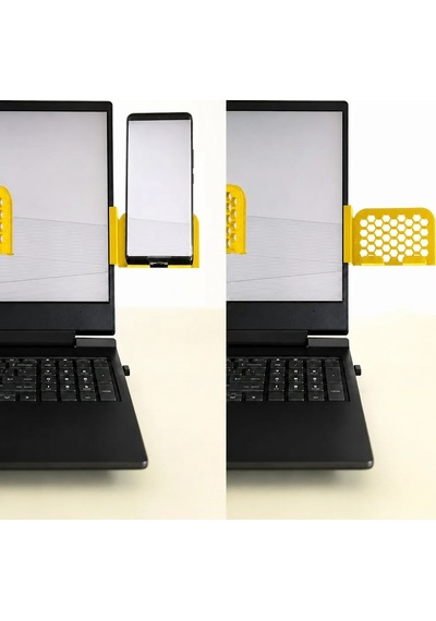 3d Baskı Monitor Telefon Tutucu - Petek Desenli Laptop Kenar Telefon Tutucu-sarı Çok Renkli