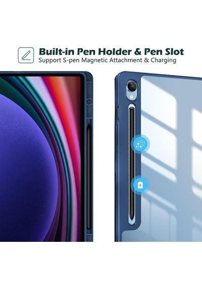 Samsung Galaxy Tab S9 Fe Plus/s10 Plus/s9 Plus İle Uyumlu Kılıf Grafiti Şeffaf Kalem Bölmeli X610-16-810-18 X820 Lacivert
