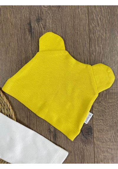 Bebicix Puantiyeli Fiyonklu Bereli Alttan Çıtçıtlı Kız Bebek Takım Sarı
