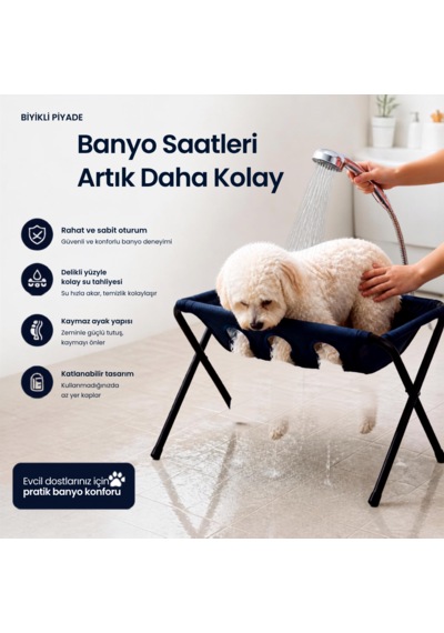 Kedi Köpek Yıkama Sandalyesi Katlanabilir Ev Tipi Pet Banyo Küveti Tırnak Kesim Ve Bakım Standı- Lc