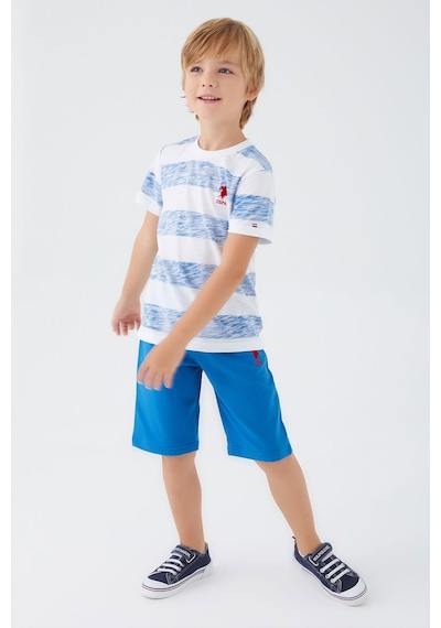 U S Polo Assn Stripe Pattern Mavi Erkek Çocuk Bermuda Takım U S Polo Assn Stripe Pattern Mavi Erkek Çocuk Bermuda Takım