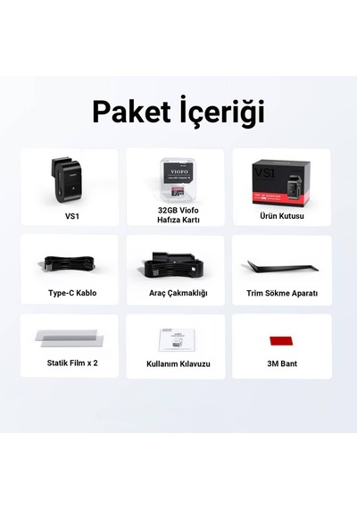 Vs1 2k Qhd Hdr Sony Starvis 2 Sensörlü Wi-fi Gps'li Mini Araç Kamerası