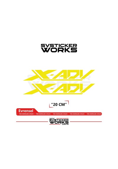 Honda X-adv 750 Sticker Uyumlu Yazı Yüksek Kalite Özel Kesim Folyo 2'li Set Sarı
