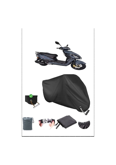 Siyah Arora Quantum50 Dayanıklı Kilit Uyumlu Su Geçirmez Motosiklet Brandası