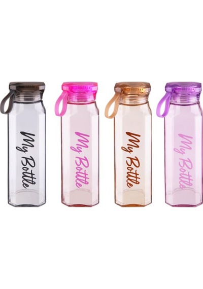 My Bottle Köşe Cam Matara 500 Ml - Renk Seçenekli Pembe