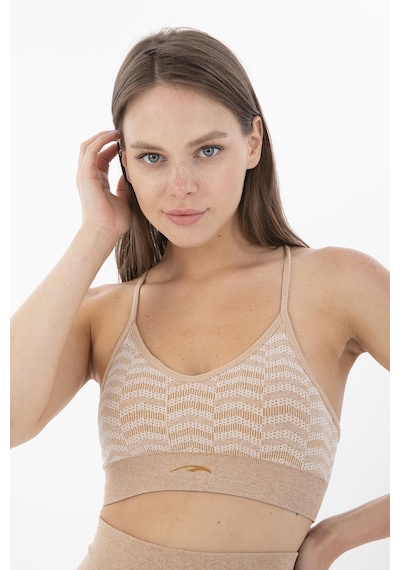 Maraton Active Slimfit Kadın V Yaka Kolsuz Koşu Bejmelanj Bra 813089-Bejmelanj Bej Melanj