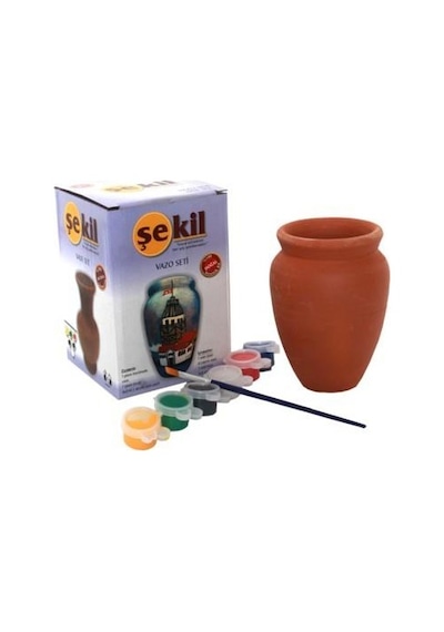 Şekil Saksı Boyama Seti - Boya Ve Fırça Dahil