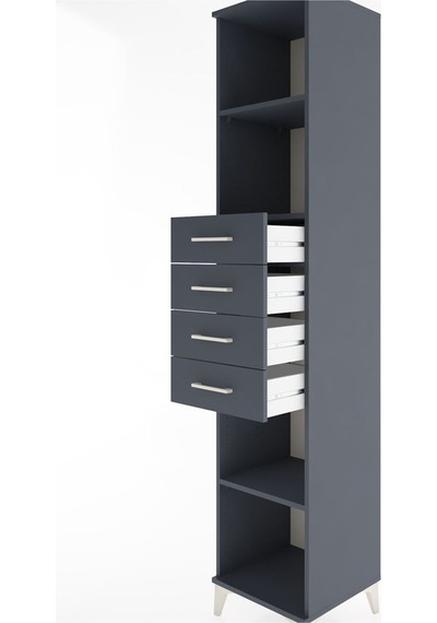 Hyperion Dolap 3 Raflı 4 Çekmeceli 44x44x221 Antrasit-antrasit Antrasit