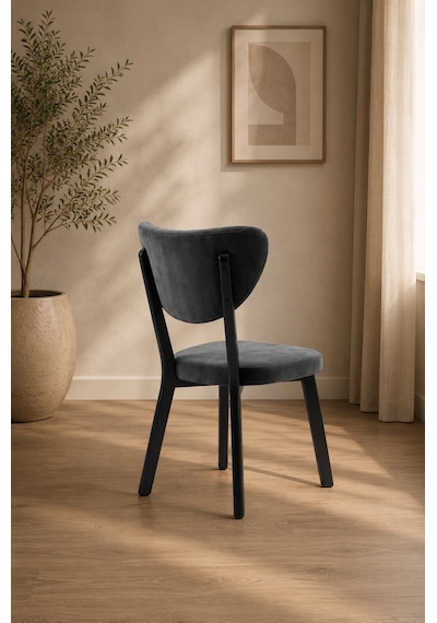 Teknor 4 Adet Elma Sandalye Modern Kadife Kapitone Sırtlı Mutfak Yemek Odası Balkon Kafe Sandalyesi 85 Cm Gri