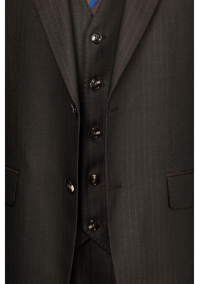 İlayda Emir Luxury, İtalyan Kesim, Slim Fit, Blazer, Çizgili, Erkek Takım Kahverengi