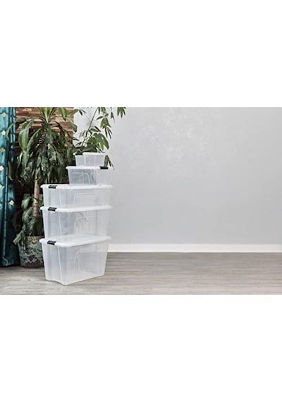 Kutu, Plastik Saklama Düzenleyici, 6'li Paket, 6 X 15 L, Sabit, Klipsler, İstiflenebilir, Çok Amaçlı, Oturma Odası, Diğer