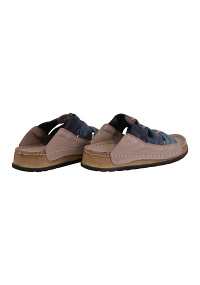 Napa Shoes Hakiki Deri Büzgülü Çok Bantlı Rahat Taban Kadın Terlik Napa-307 Vizon