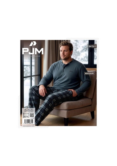 Pijamoni Pjm Erkek Battal Beden Mikrosoft Düğmeli Yaka Kışlık Pijama Takımı 6415/1 - 1 Adet Füme Pijamoni Pjm Erkek Battal Beden Mikrosoft Düğmeli Yaka Kışlık Pijama Takımı 6415/1 - 1 Adet Füme