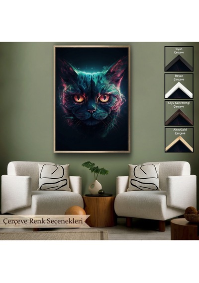 Miyrem^ Canvas Serie Savaşçı Kedi Tablosu-7900