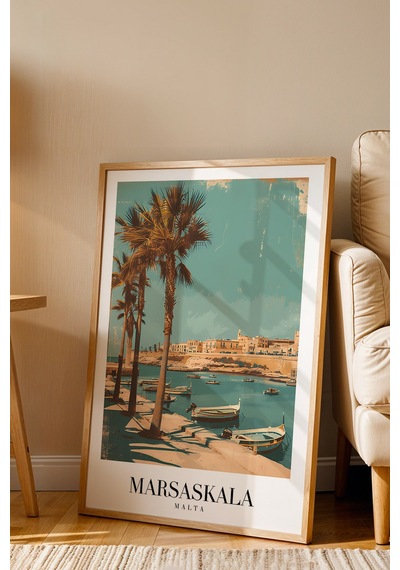 Marsaskala Malta Vintage Seyahat Posteri Çerçeveli Tablo - Premium Akdeniz Sahil Elit Duvar Dekoru Kayın Marsaskala Malta Vintage Seyahat Posteri Çerçeveli Tablo - Premium Akdeniz Sahil Elit Duvar Dekoru Kayın