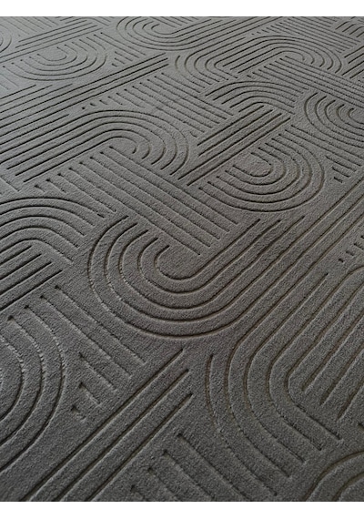 Melena Carpet Modern Salon Halısı Premium Seri Emboss Kabartmalı Saçaklı Kaymaz Taban Halı Antrasit