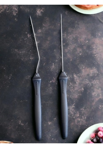 Eğik Pasta Sıvama Spatulası Düz Pasta Sıvama Spatulası 2li Takım Çelik Spatula Çelik Siyah Diğer