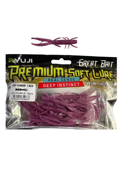 Ryuji Hogy Shrimp 7.6cm 1.9gr Silikon Karides 10 Adet Purple